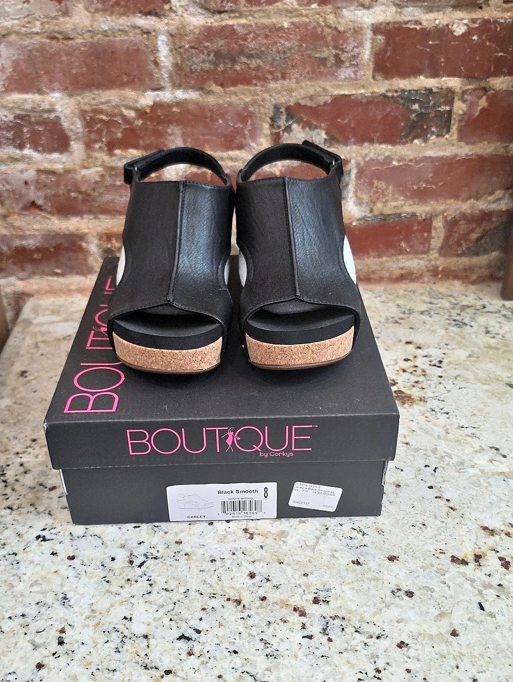 Boutique by Corky's Black Wedge Sandals Size US 8 - 1664